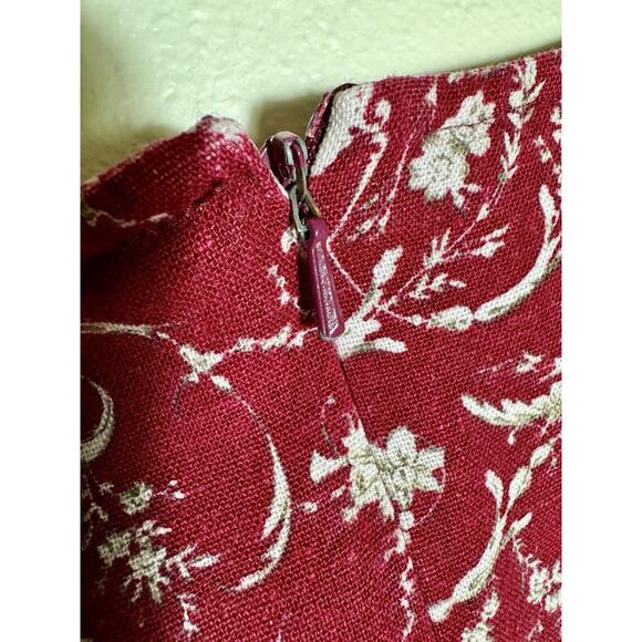 Talbots Petite 8 Red Paisley Sleeveless V Neck Zipper Sheath Dress - Picture 5 of 10